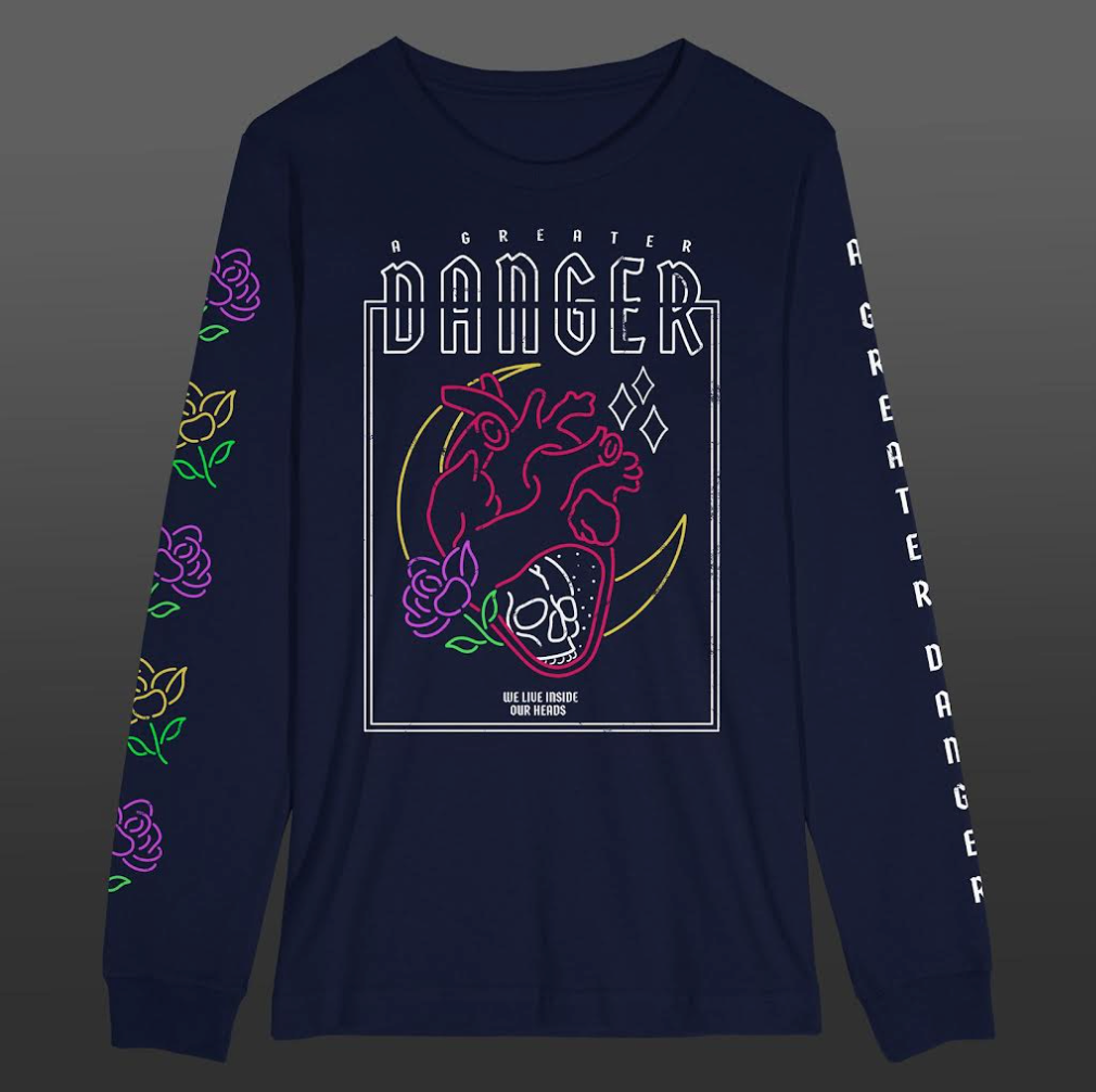 "Vertigo" - Neon Navy Long Sleeve T-shirt