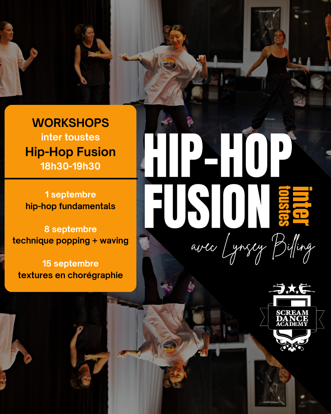 Voir la liste de nos Ateliers Hip-Hop Fusion intermédiaires mardis 18h30