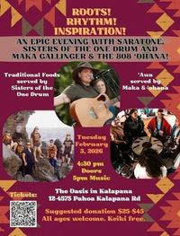 Roots & Rhythm With Maka & 808 Ohana, Sara Tone,& Sisters Of The One Drum