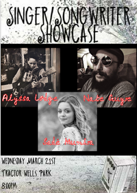 Singer-Songwriter Showcase featuring Nate Guyre, Sadé Munirah,  Alyssa Lodge, and David Bridwell (host)