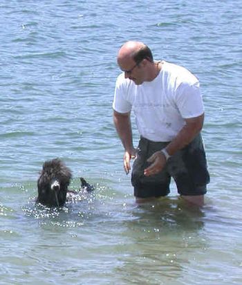 Ari's 1st swimming lesson with 'dad'.
