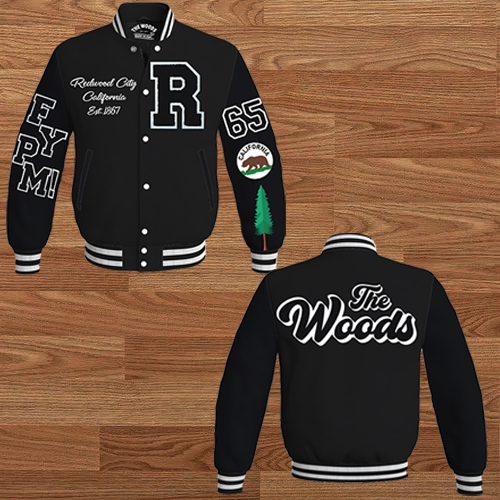 Classic Varsity Jacket(Black/White 