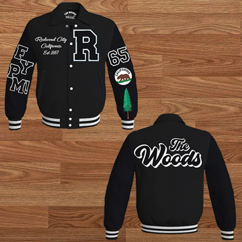 Vintage Varsity Jacket(Black/White 