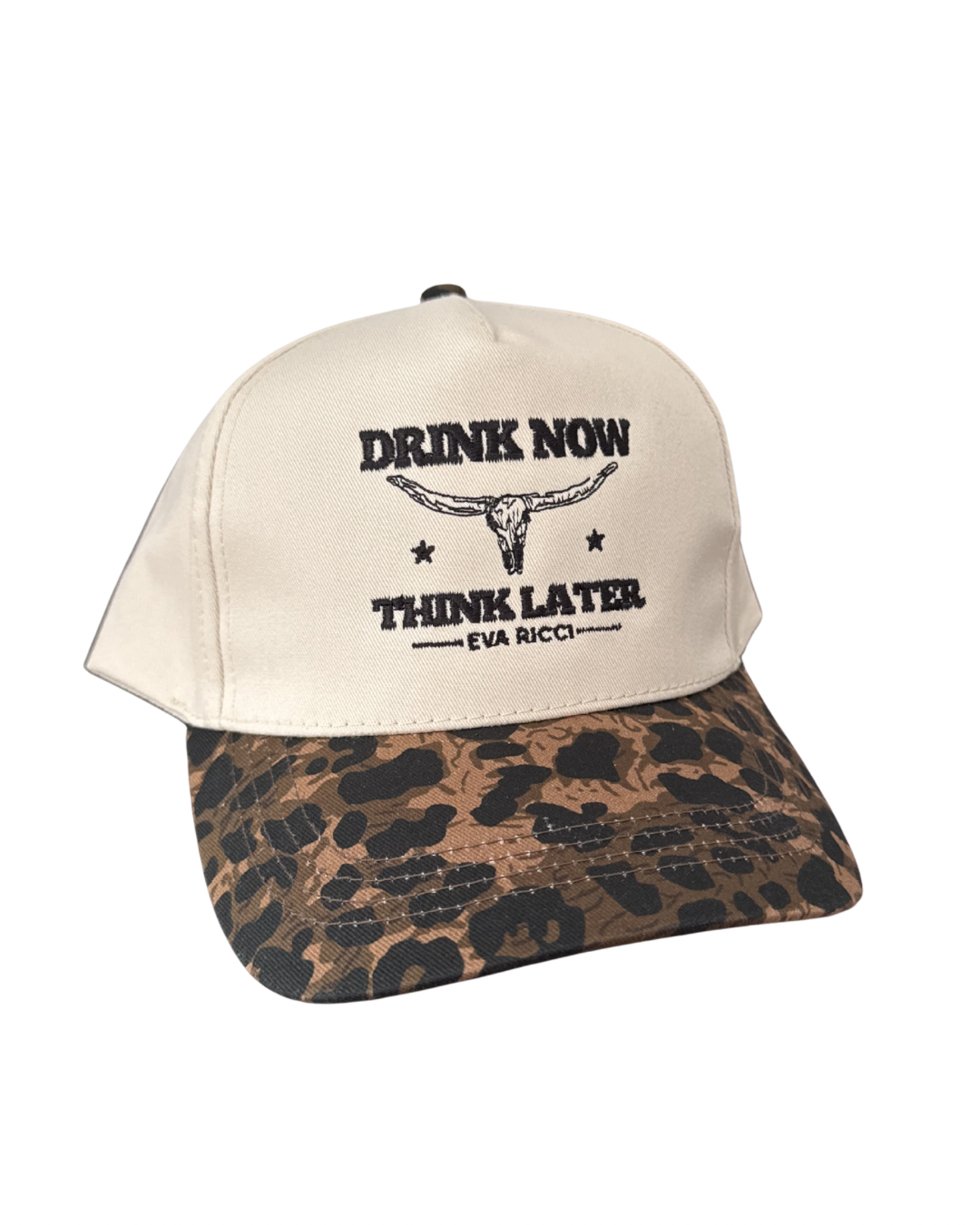 Drink Now Think Later Hat - Cheetah Print
