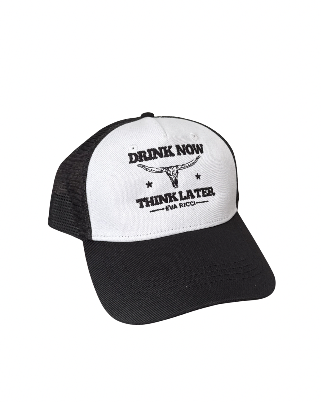 Drink Now Think Later Hat - Black Mesh
