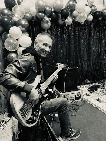 This was a fun photo we captured of John during sound check at Blue Jeans & Bling (2025).
