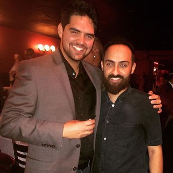 With Marcos Torres, co-host of the Discussions in Percussion podcast at Dandy's Birthday Celebration, 2017.
