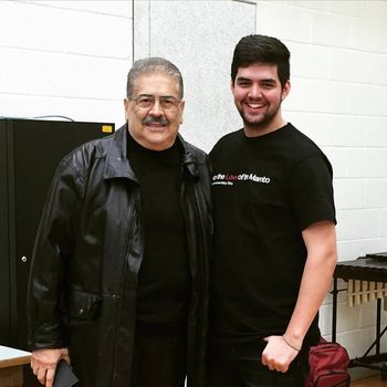 With Johnny "Dandy" Rodriguez post-rehearsal with Crane Latin Ensemble, 2015.
