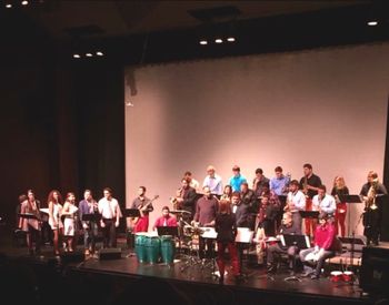 Crane Latin Ensemble performance with Mambo Legends Orchestra following the premier of "For the Love of the Mambo," 2015.
