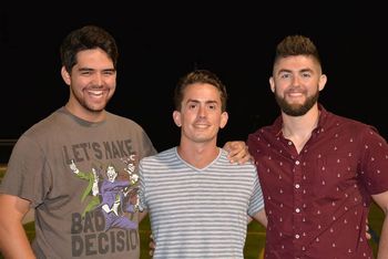 Walt Whitman High School Percussion Staff, 2018. Joe (left), Frank Cannella (center), and Sean Lucas (right).
