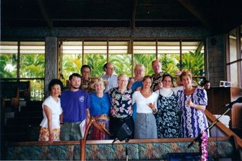 Arthur and Pat Harvey, Music Directors, and the choir.
