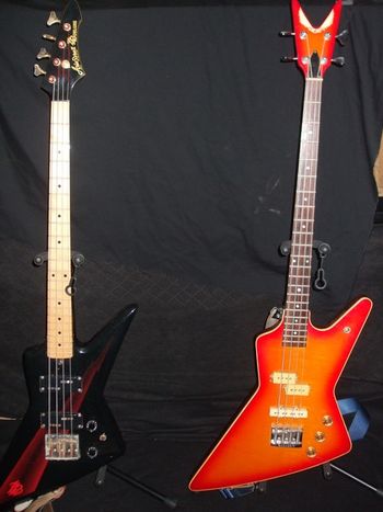 The Fearless Explorers. L-R: 1982 Aria Pro II & 1982 Dean.
