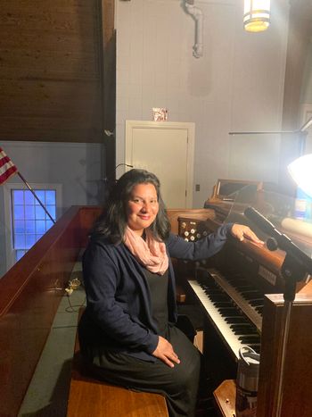 Getting ready to accompany a cantor and sub at the organ for an Easter vigil Mass at Our Lady of the Lake Church in western Mass
