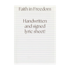 "Faith in Freedom" Handwritten Lyric Sheet