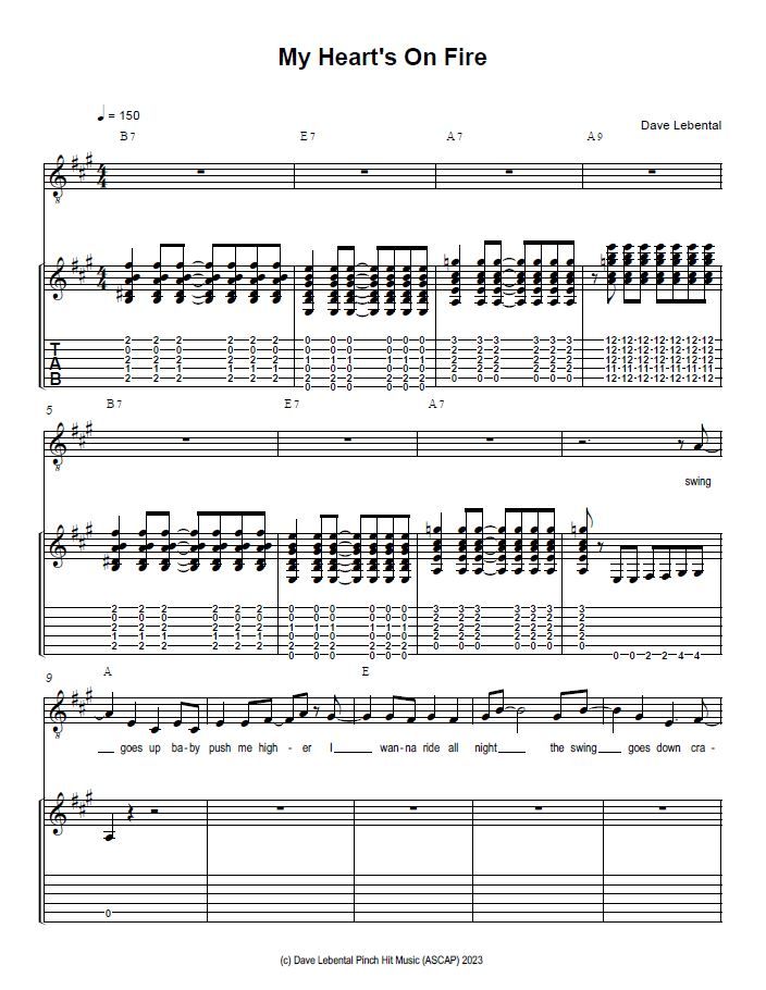 "My Heart's on Fire"- Sheet Music
