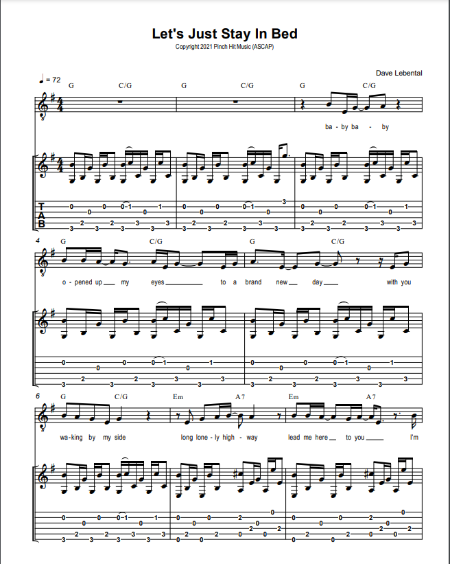 "Let's Just Stay in Bed"- Sheet Music