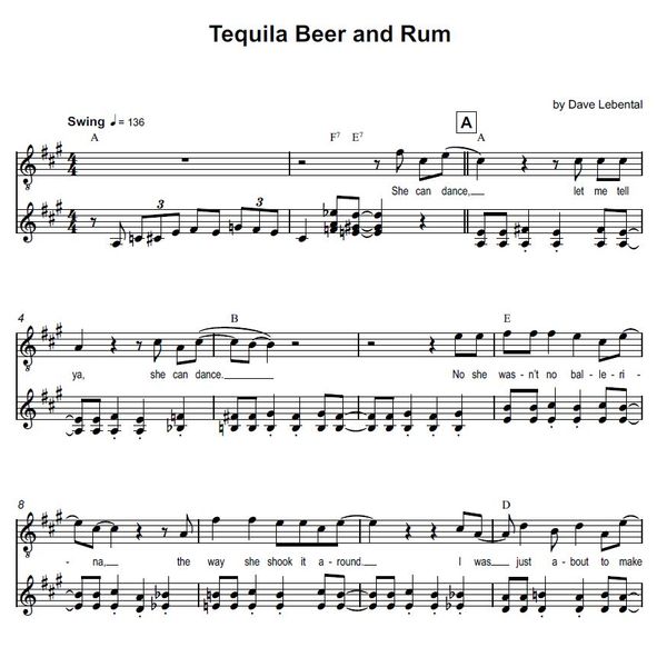 Tequila Beer and Rum- Sheet Music