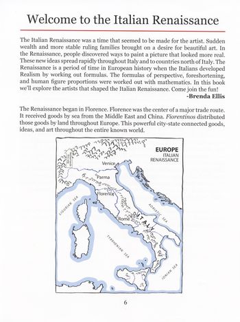 This page welcomes your child to the Italian Renaissance, "a time that seemed to be made for the artist."
