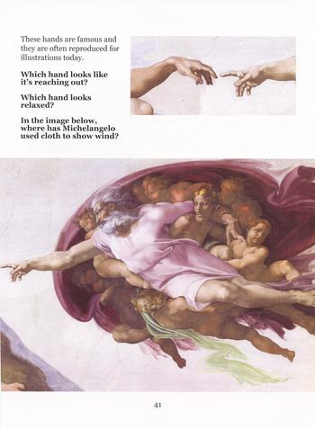Children look at the great figures of Michelangelo.
