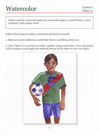 This page directs you and your child to the DVD or Blu-ray provided for viewing the lesson on how to use watercolor paints. Your child will learn techniques in ways that they can remember. "Swish, swish swith, pull. Dab, dab, dab, paint!
