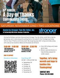 A DAY OF THANKS with Stronger Than My Father, Inc and Victor Chatman Productions 