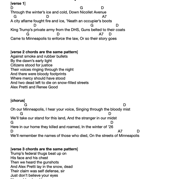 Streets Of Minneapolis - Lyrics & Chords