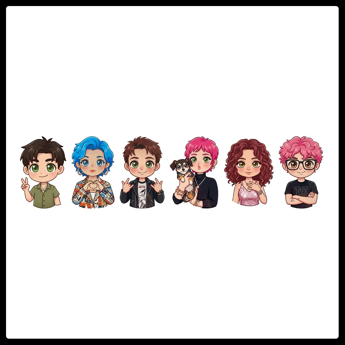 SM6 Chibi Sticker Sheet – The Full Band Pack! 🎸✨