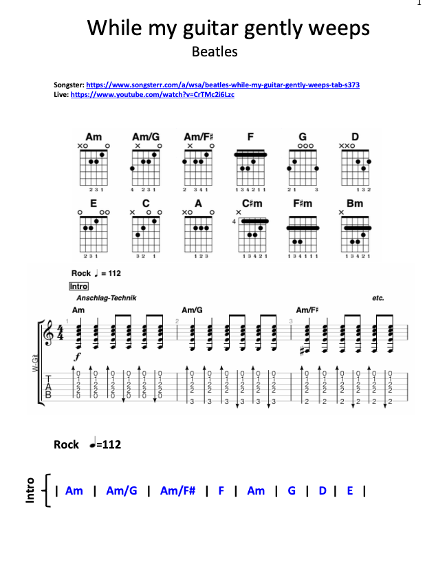 While my guitar gently weeps (Akkorde)