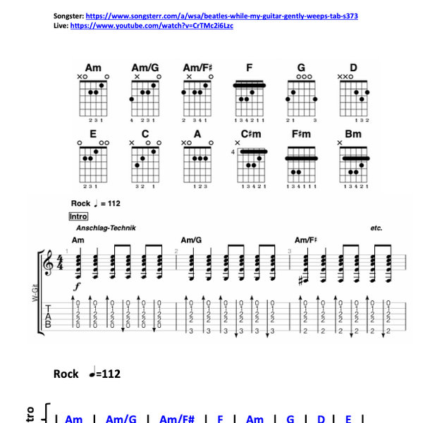 While my guitar gently weeps (Akkorde)