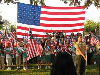 09-11-08: Moving moment gettin to sing the National Anthem amid a multitude of American flags during the display of colors at the Lakewood CA Tribute to 9-11
