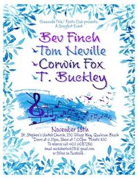 Oceanside Folk|Roots Club: Corwin Fox, T.Buckley , The Fiddler (Bev Finch & Tom Neville)