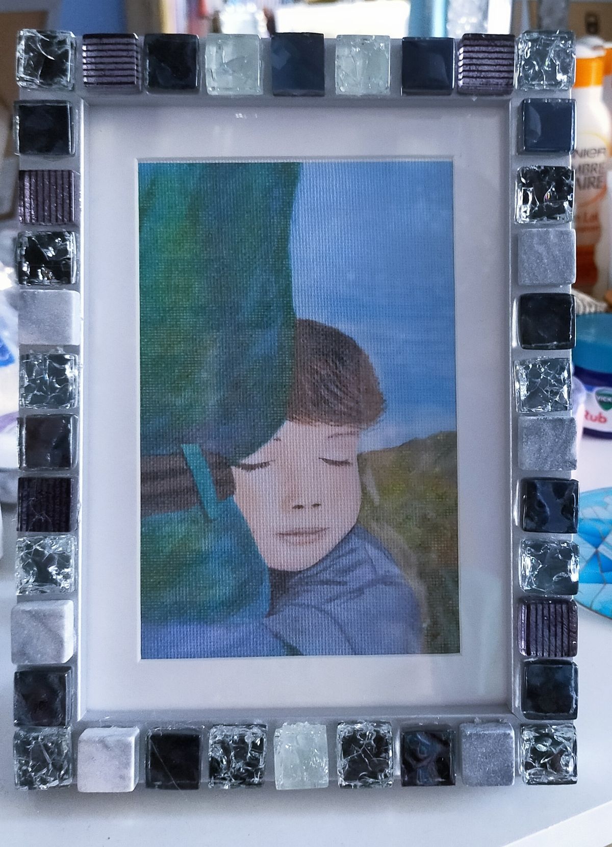 I Call Him Father Mosaic Frame Black with Mount 10.5 x 17 cm