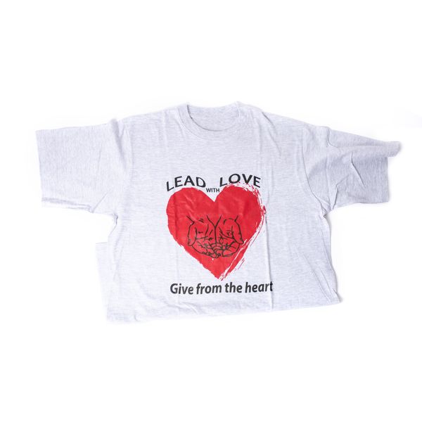 Heather Grey) Lead with Love Big Logo Tee