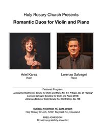Romantic Duos for Violin and Piano, with Ariel Karas and Lorenzo Salvagni
