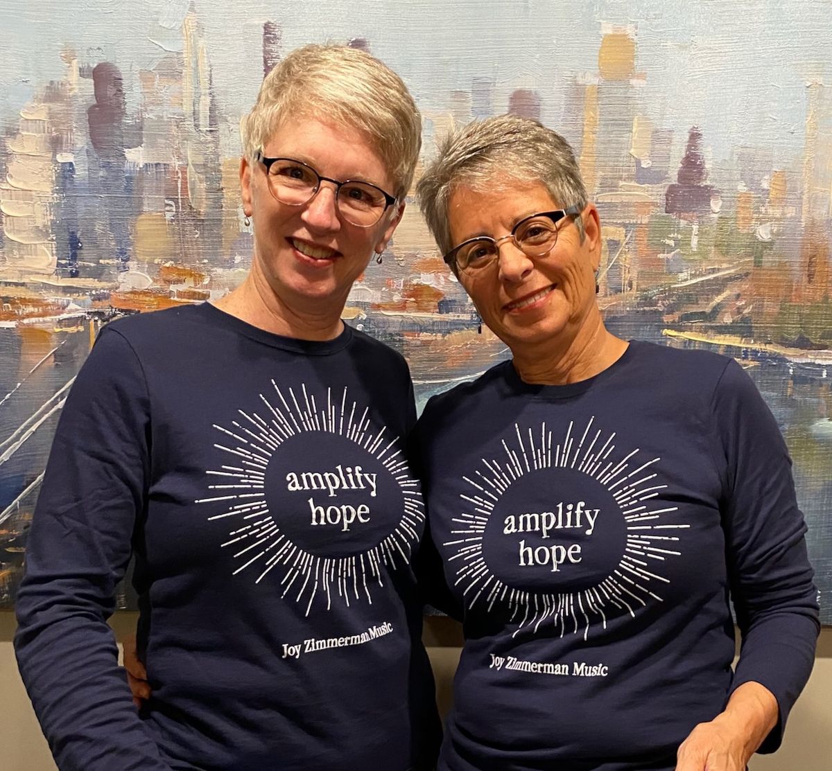 Limited sizes:  Amplify Hope Unisex Navy Long-sleeved T-Shirt