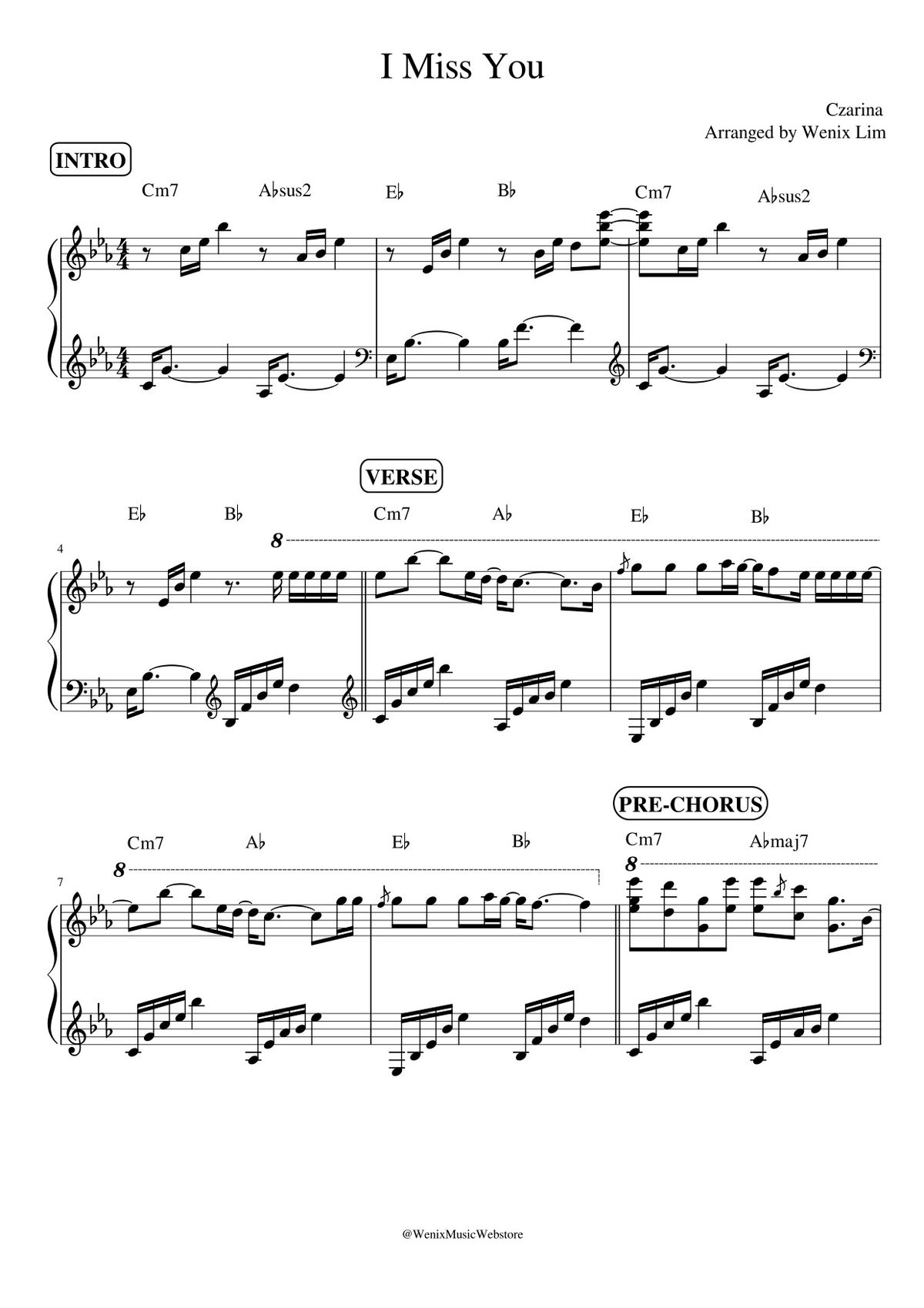 I Miss You - Czarina Piano Full Score