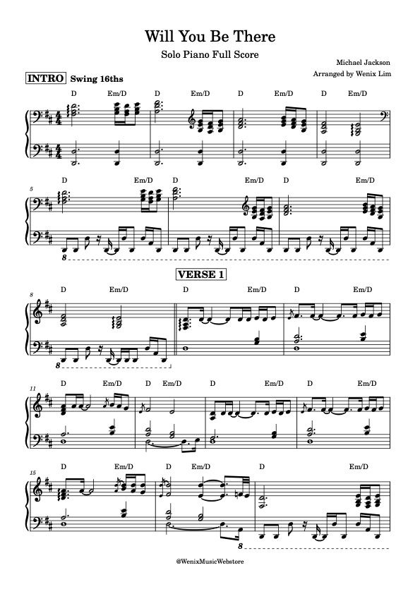 Will You Be There (你会在吗) - Michael Jackson (麦可·杰克森) ｜ℳ𝒥🎩Spirit: Living with Compassion｜Solo Piano Instrumental Full Score 