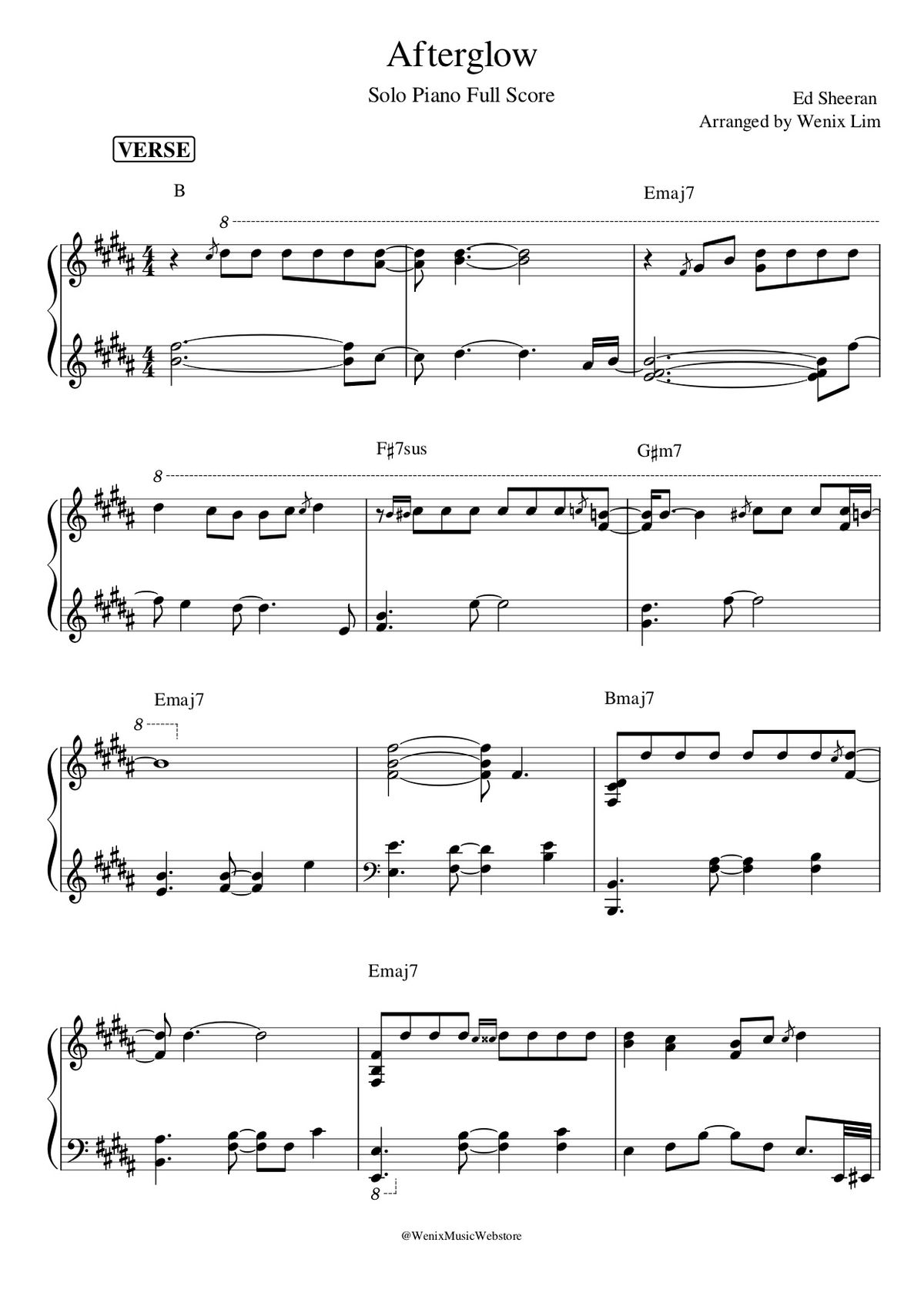 Afterglow - Ed Sheeran | 2020 new single (Original key + Transposed key) Piano Full Score 