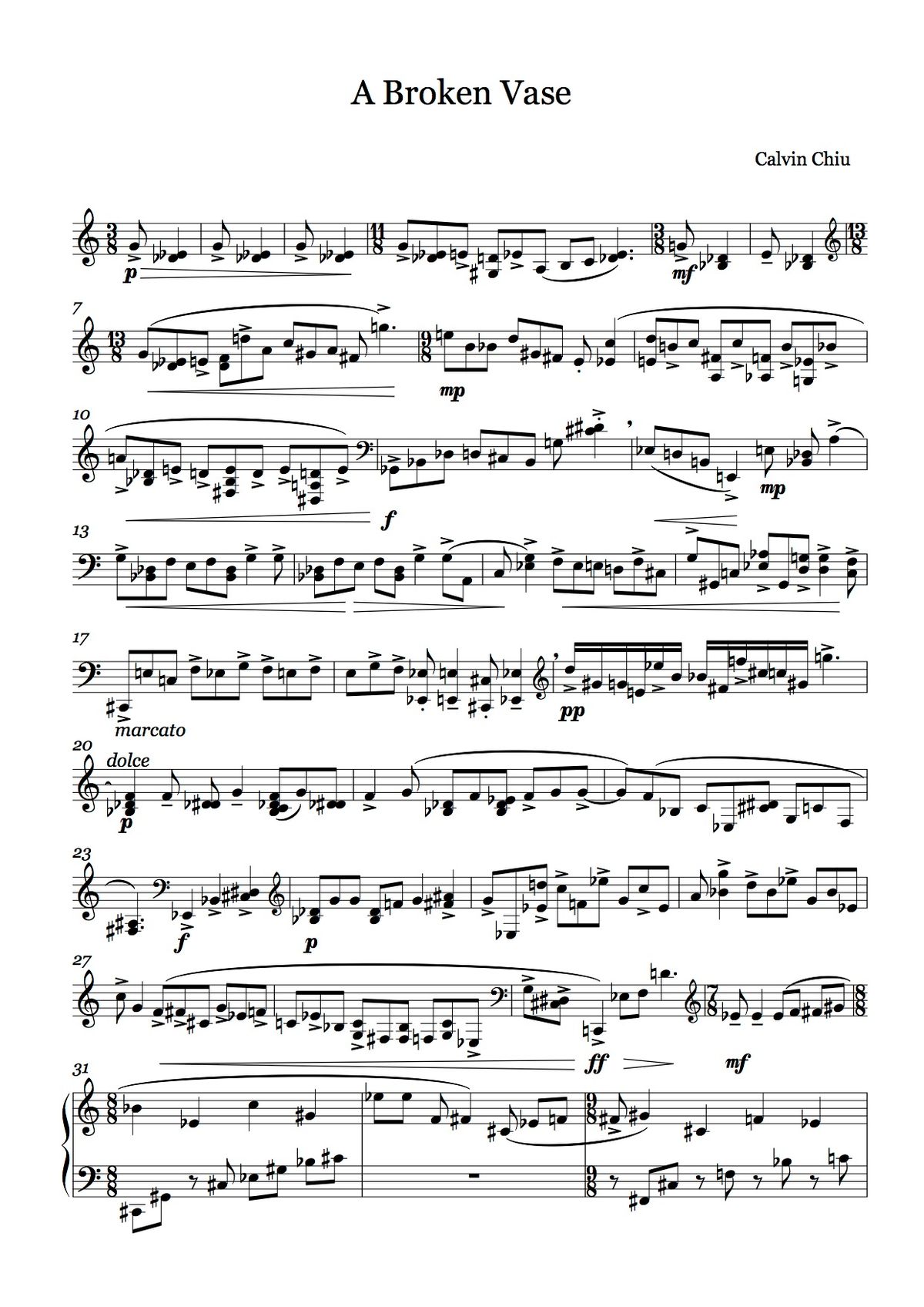 A Broken Vase for Solo Marimba