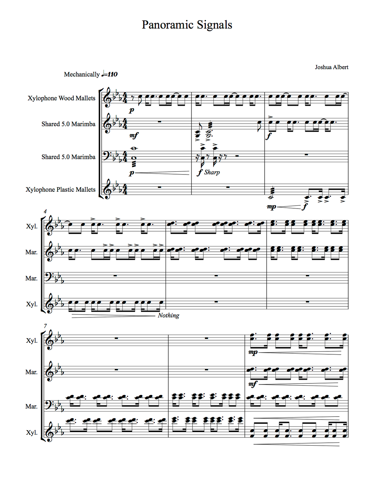 "Panoramic Signals" Mallet Quartet 