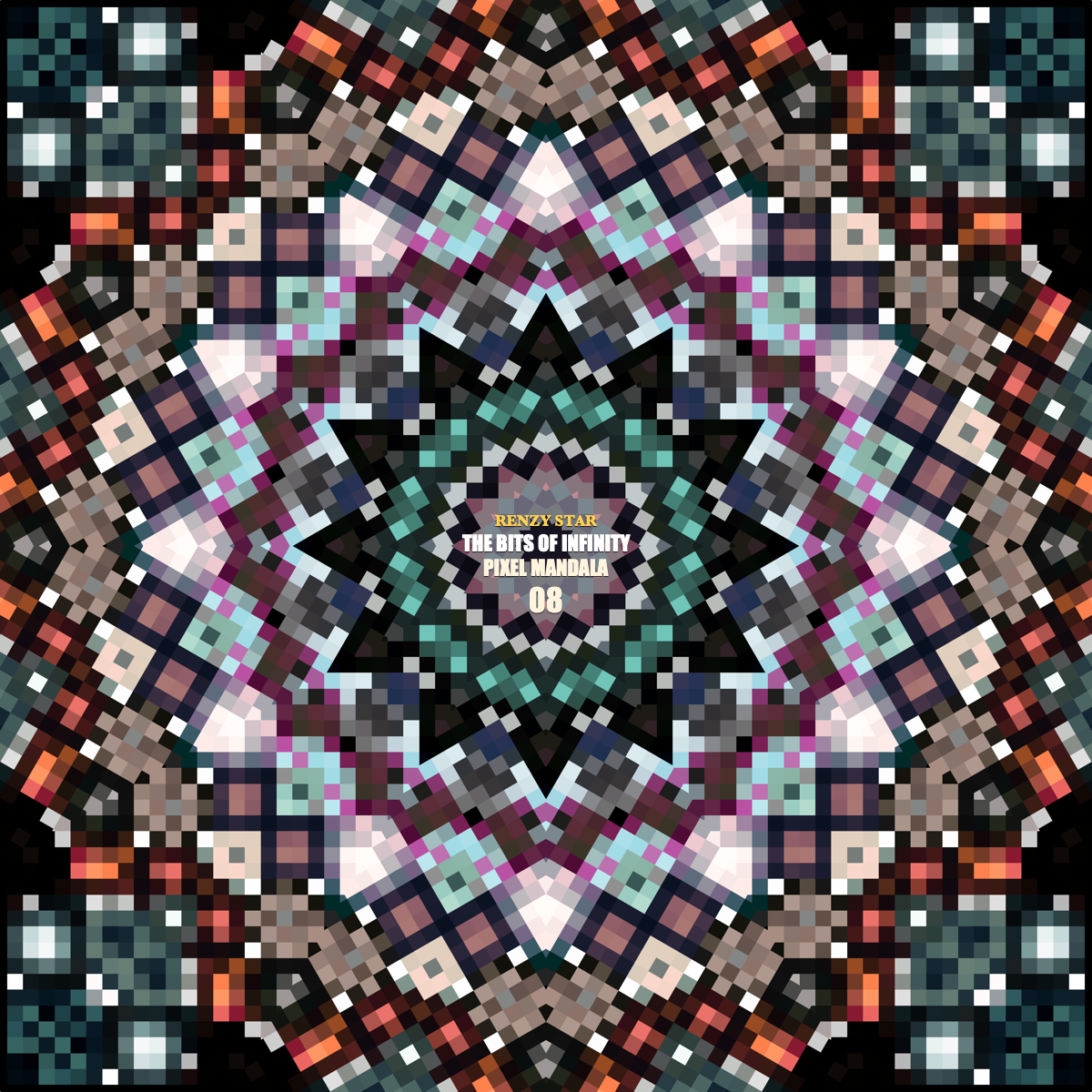 The Bits of Infinity: Pixel Mandala 08 (PNG)