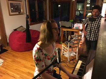 Recording session for the WNC Original Music podcast, before the lights went out, Fairview, NC
