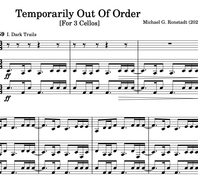 "Temporarily Out Of Order" for 3 Cellos