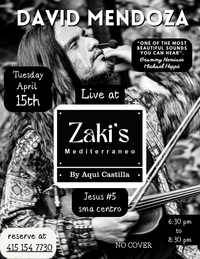 David Mendoza live at Zaki’s Mediterraneo