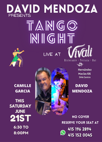 David Mendoza presents Tango Night Live at Vivali Ristorante Bar