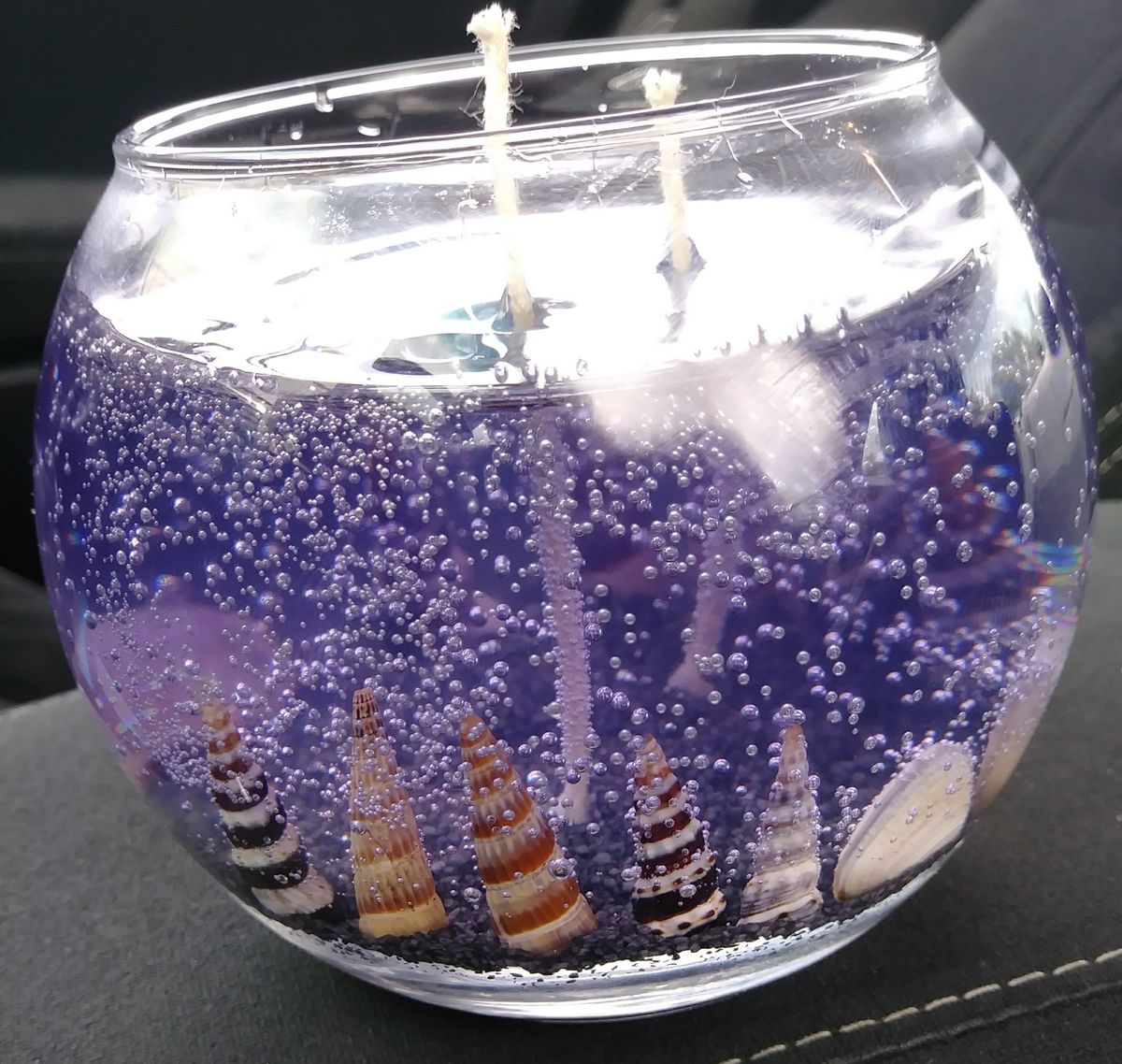 Round Light Purple Shell Gel Candle