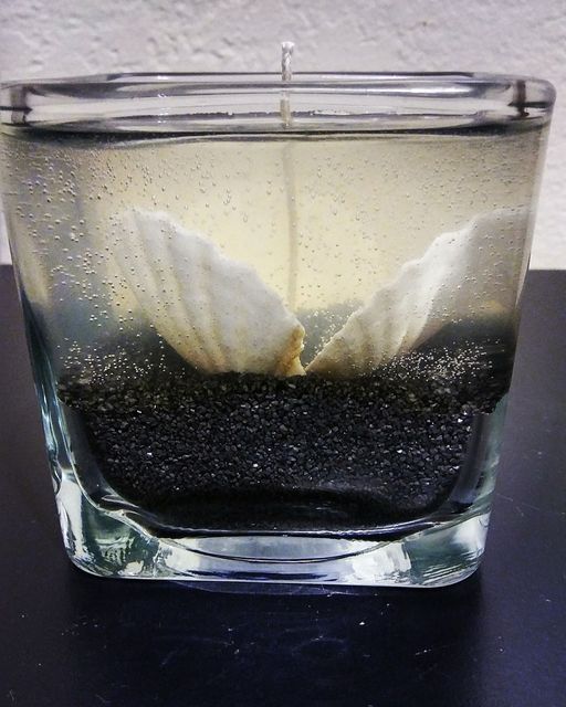 Square Black Sand Sea Shell Gel Candle