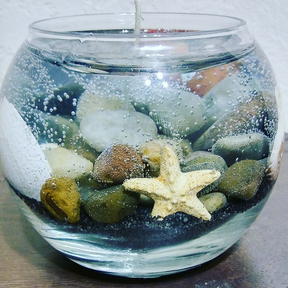 Round Clear Rock Sea Shell Gel Candle