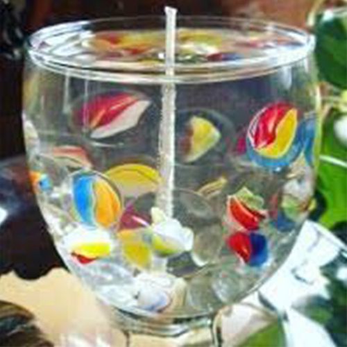 Wine Glass Marble Gel Candle
