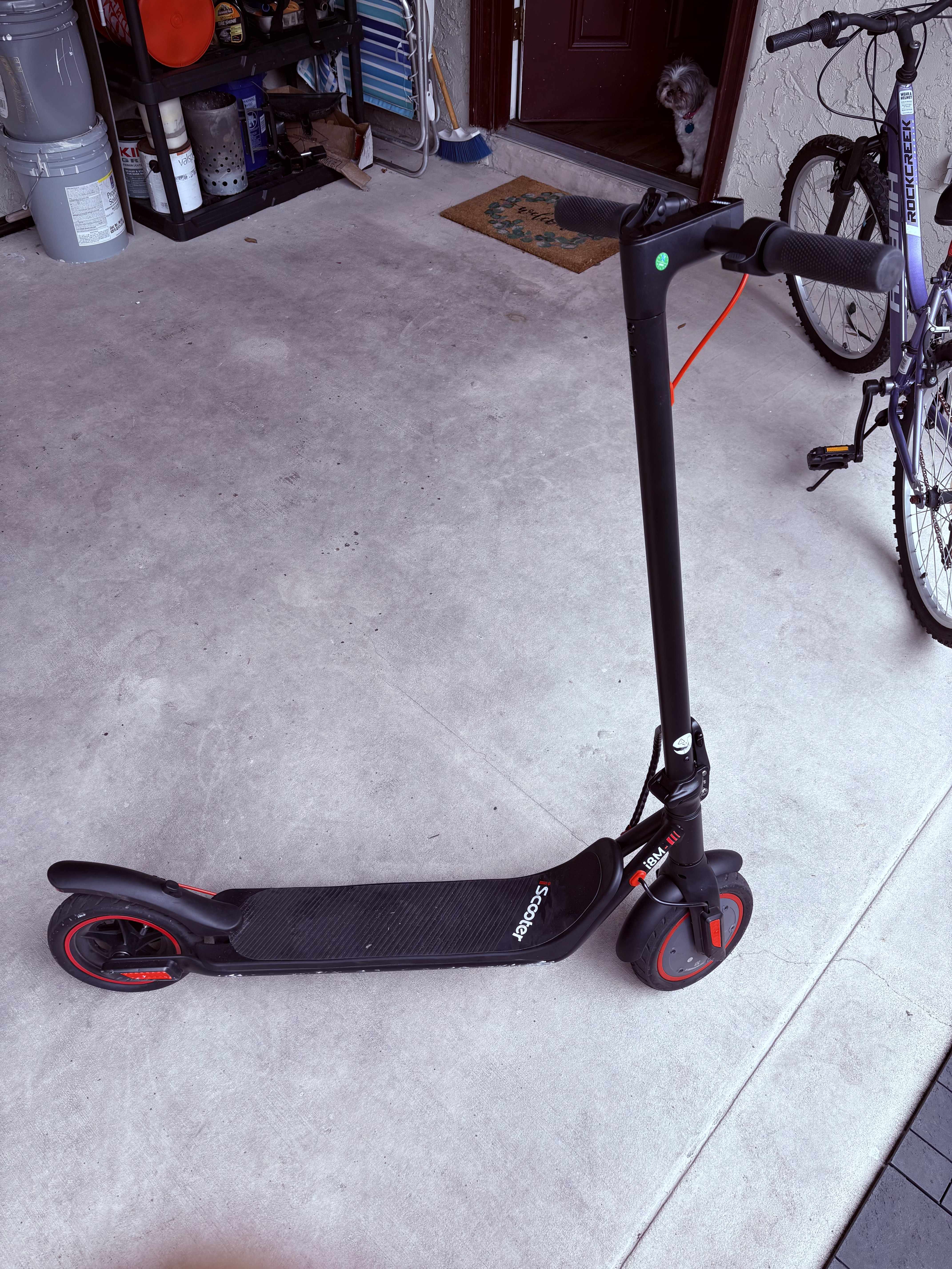 Explorando el vecindario de Maitland, Florida, en un scooter durante un tranquilo domingo después de Año Nuevo